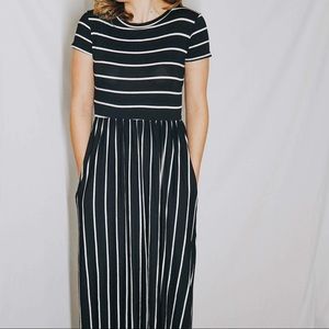 Back and White Striped Maxi Dress